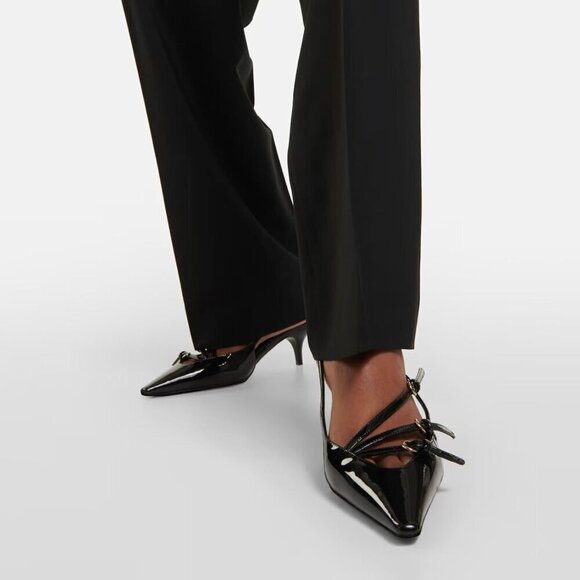 🆕Black Sling back Kitten Heels for Women, Pointed Toe  Sandals with Buckle - Picture 4 of 7